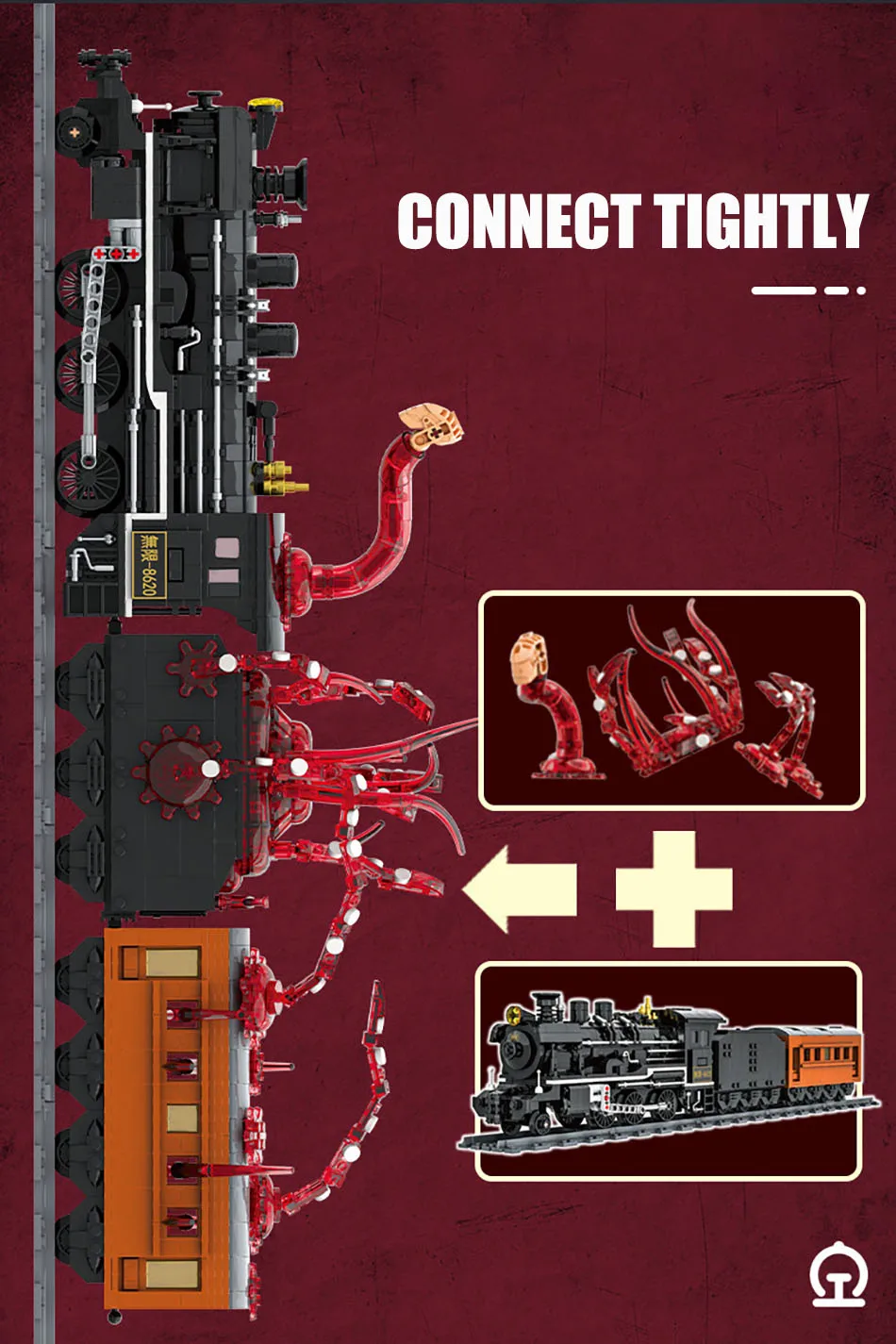 City MOC 1760pcs Classic Retro Steam Train Model Building Blocks Kit DIY Railway Track Monster Train Bricks Toys For Kids Gifts