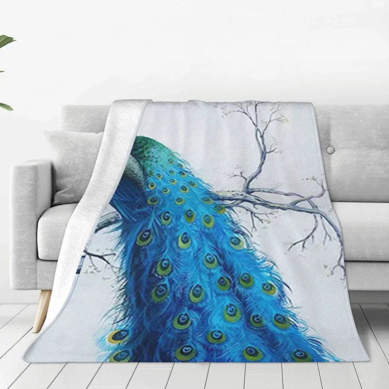 

Peacock Feathers Colorful Knitted Blankets animal Vintage Fleece Throw Blanket Bedroom Sofa Portable Soft Warm Bedspreads