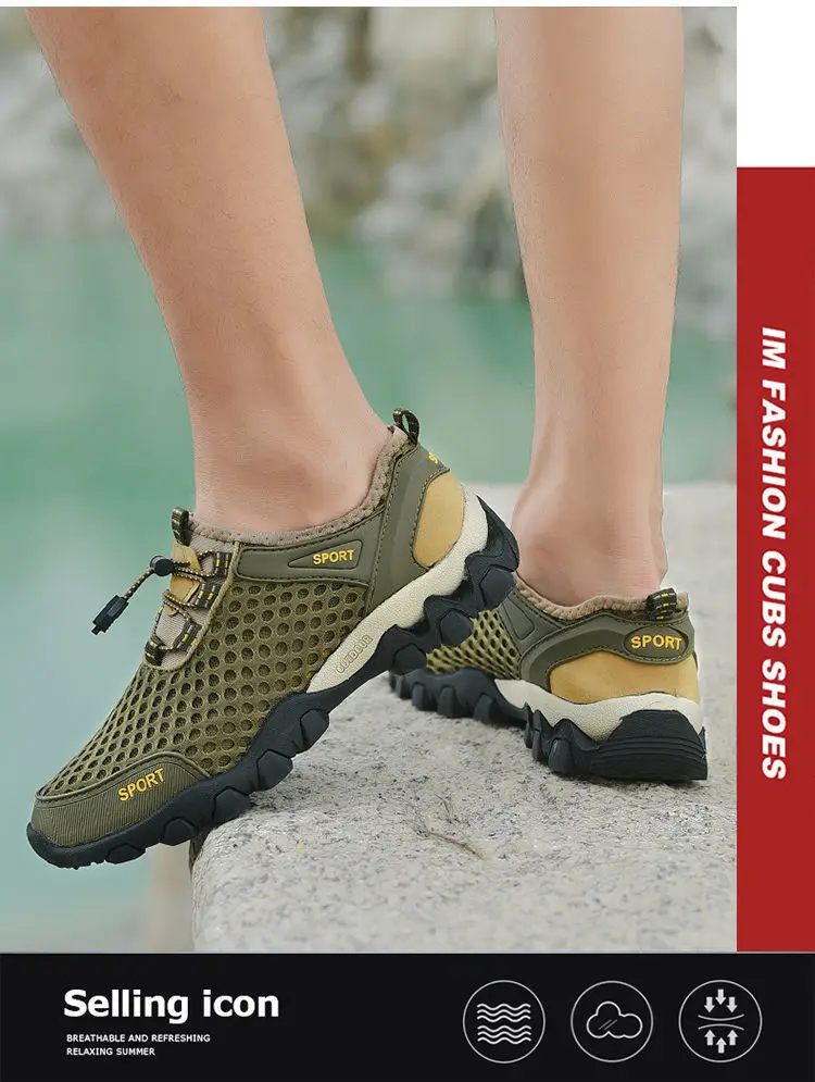 Herren Mesh atmungsaktive Wanderschuhe Sommer rutschfeste weiche Sohle Sportschuhe Outdoor verschleißfeste stoßdämpfende Laufschuhe – Detail 18