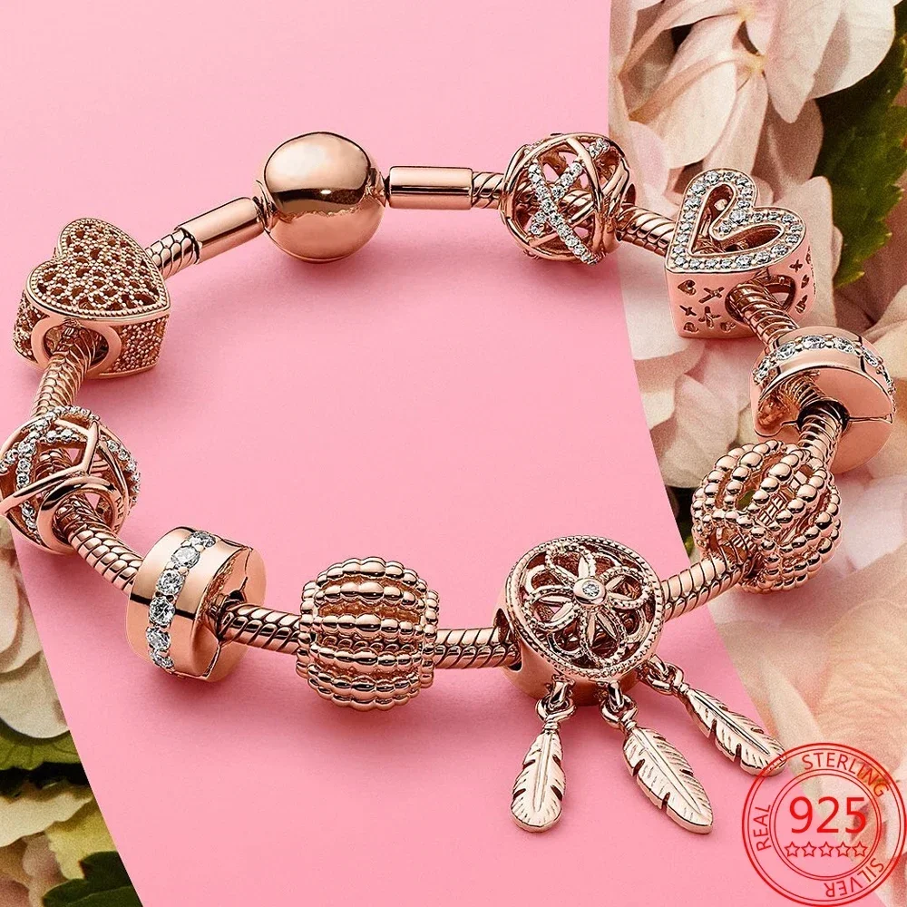 Linked Sister Hearts Split Dangle Charm | Rose gold plated | Pandora US