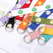 

Fashion Trend Woven Canvas Leisure Decoration Small Daisy Belt Women's Net Red with Classic