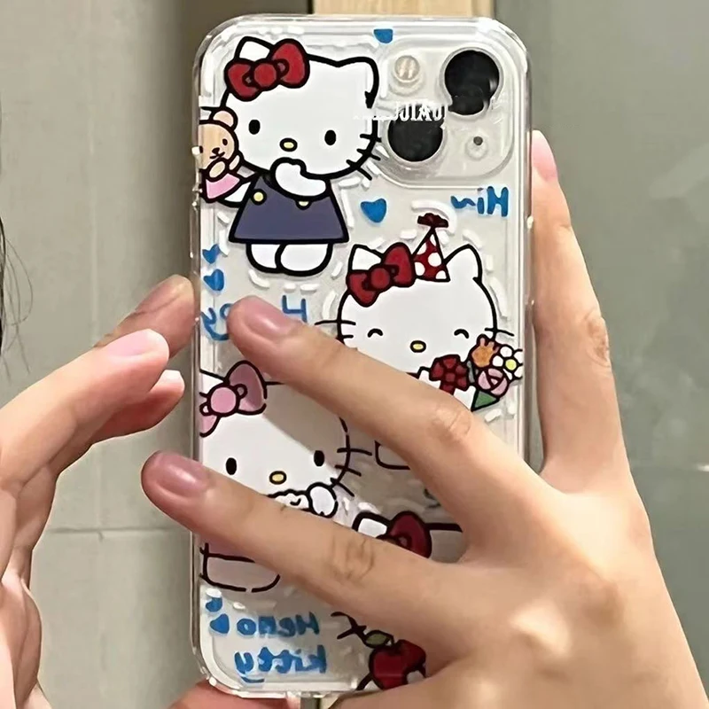 

New Hello Kitty Sanrio Kawaii Anime Samsung Phone Case Cute Sweet Cartoon Anti-Fall Mobile Phone Case Lovely Gifts for Girls