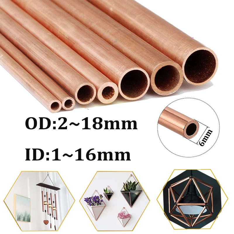 1pcs 200/250/300/500mm Length Copper Tube Plumbing Pipe/Tube DIY Rod 1mm-18mm Inner Diamete copper tube