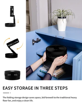 Oscillating Fan Foldaway with Remote Control, Battery Powered Fan for Camping, 4 Speed, Timer, Height Adjustment Portable Table 3