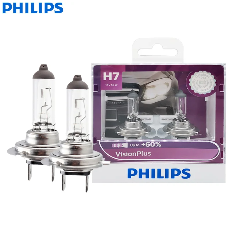 Philips H7 12V 55W PX26d VisionPlus 3250K Bright Light Up to 60