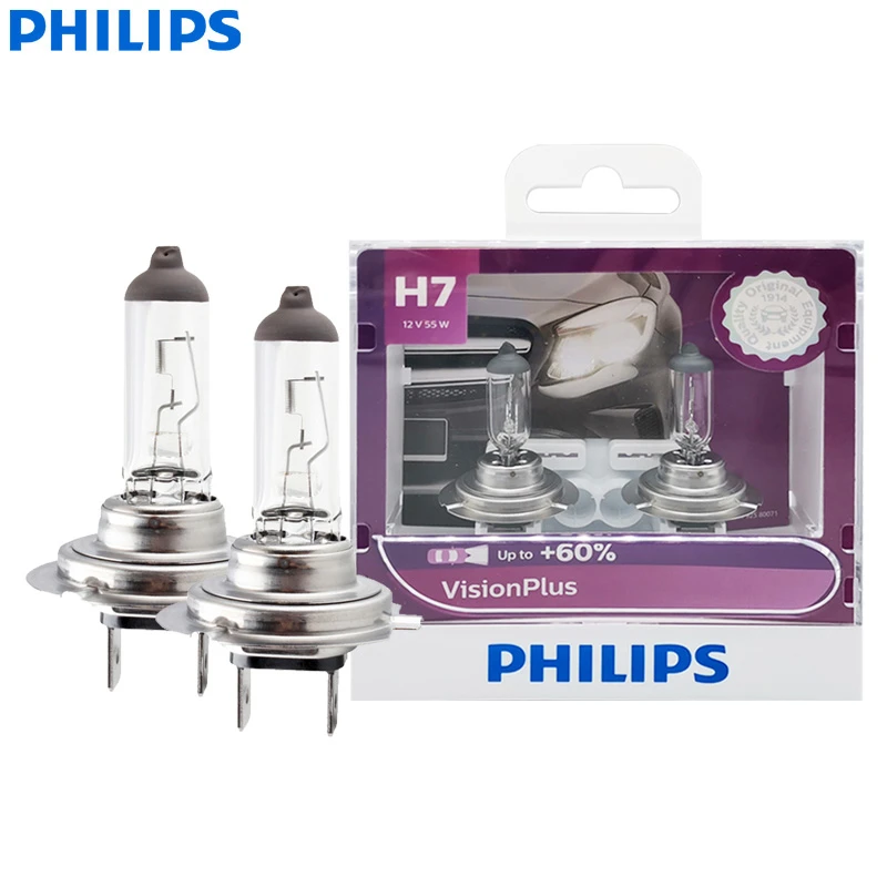 Mind beggar investment Philips H7 12V 55W PX26d VisionPlus 3250K Bright Light Up to 60% Vision  Halogen Original Car Lamps Headlight 12972VPS2, 2X|Car Headlight  Bulbs(Halogen)| - AliExpress