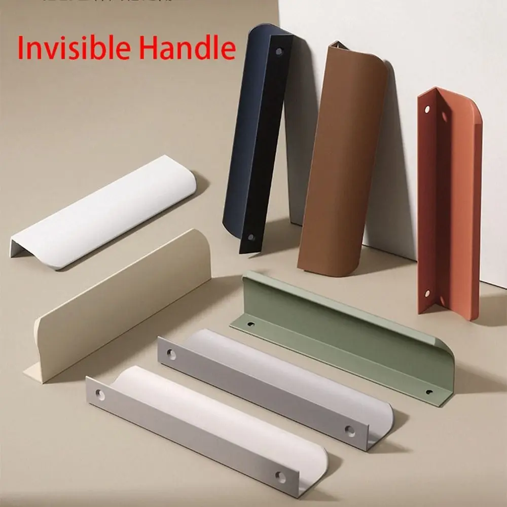 Invisible Door Handle Modern Minimalist Door Knobs Aluminum Alloy Cabinet Drawer Pulls Handle Hidden Cupboard Furniture Hardware