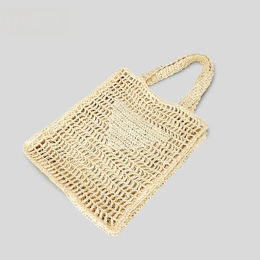 Hollow NO Letter Straw Woven Handbag Fashion Totebag Woven Women's Shoulder Bag Summer Beach Handbag Storage Bag Organizers Bags