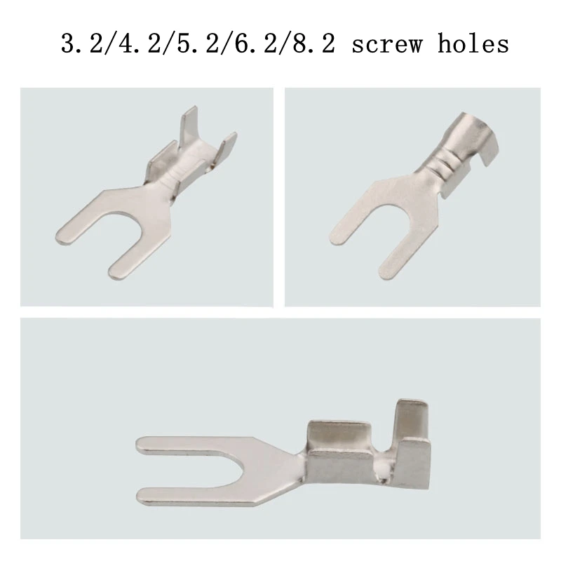 100pcs Fork shaped cold pressed wiring bare terminal U shaped Y shaped
