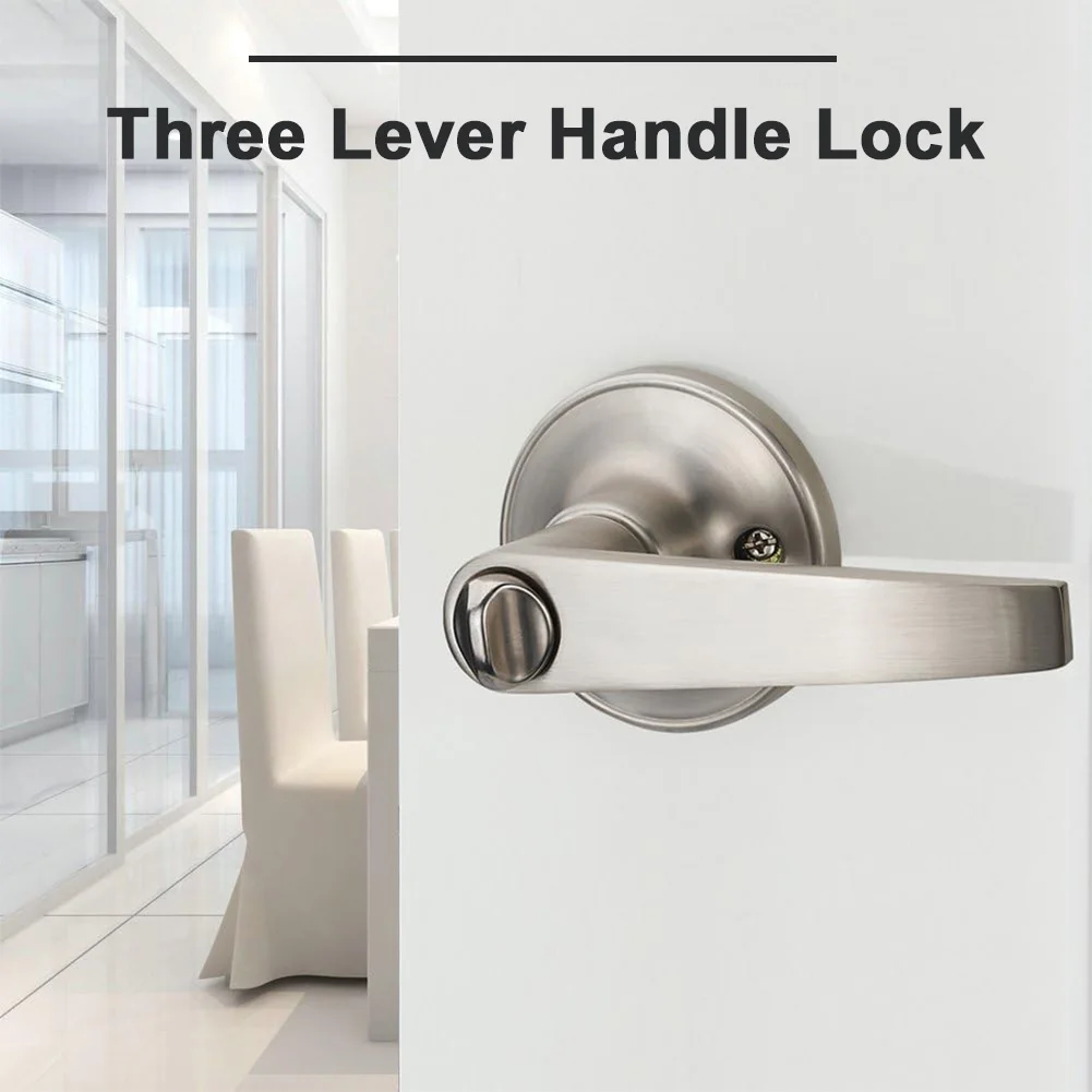 Door Lever Lock with 3 Keys Locking Door Handle Stainless Steel Interior Lever Lock Knob Replacement for Home Office 1-5PCS