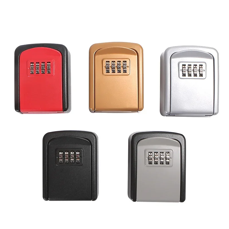 Lock Key Safe Box Wall Mount Outdoor Lock Box Key Storage Box for House Keys Key Safe with Combination Lock with 4 dials