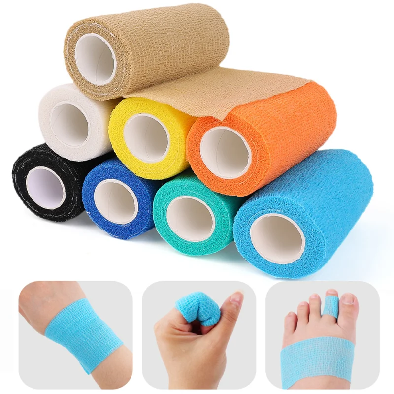 

Цветные спортивные самоклеящиеся эластичные бандажные повязки 4,5 м, фиксация пальцев, запястья, ног, наколенников, нетканый материал