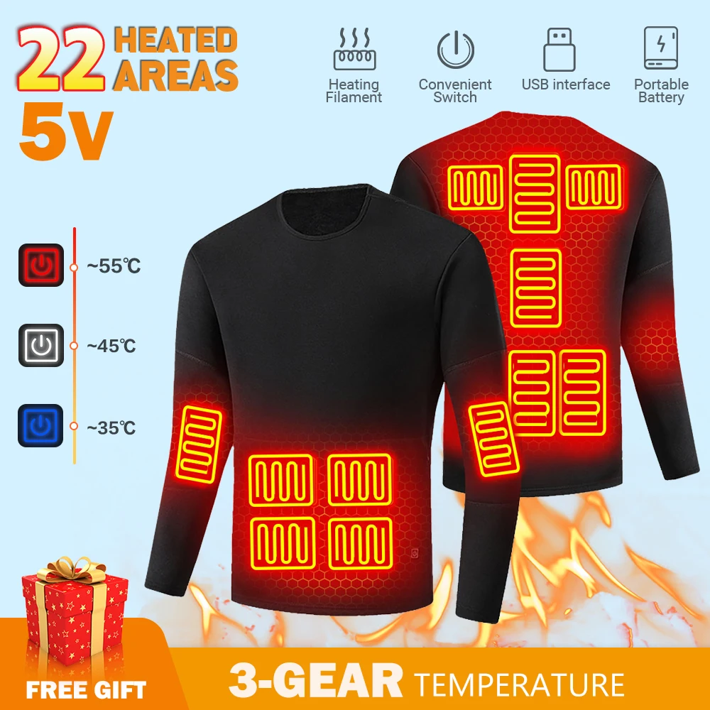 

Electric Heated Skiing Underwear Winter Heated Thermal Underwear Heating Thermal Underwear Suit USB Electric Men Clothes S-5XL