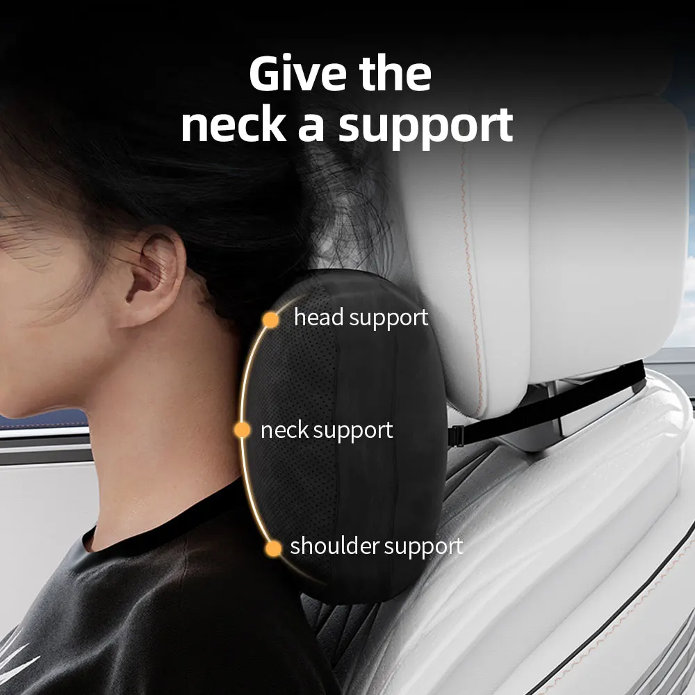 Top Automotive Headrest Lumbar Support Suede Neck Support Seat Resting Pillow Breathable Neck Protection Soft Car Accessories
