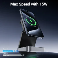ACEFAST Aluminum Alloy 15W Wireless Magnetic Wireless Charging Holder For iPhone 16/15/14 Foldable 3 in 1 Charging Dock Station - Image 3