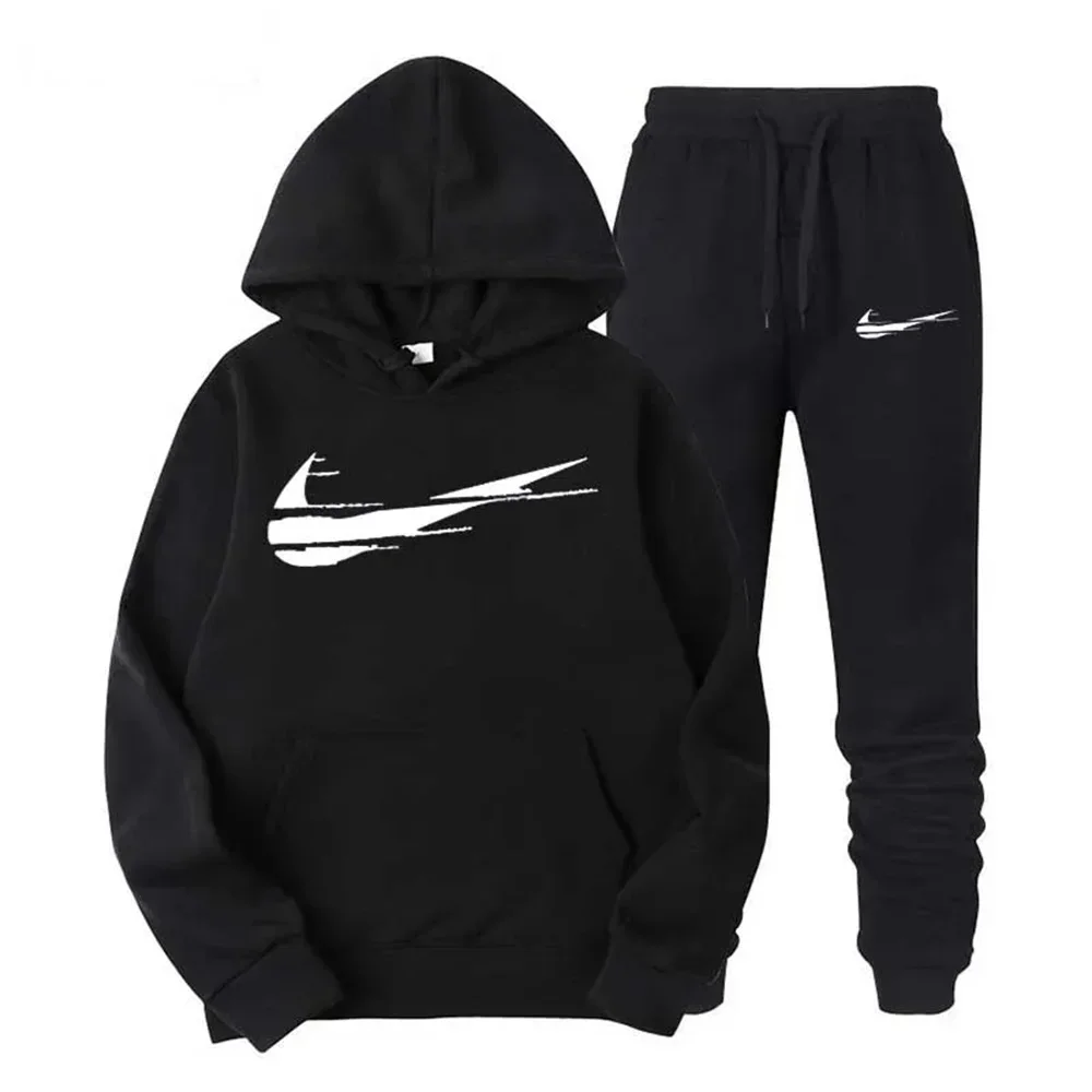 Men's Hoodie + pants Two-piece Set Autumn Winter Printed Size S-3XL