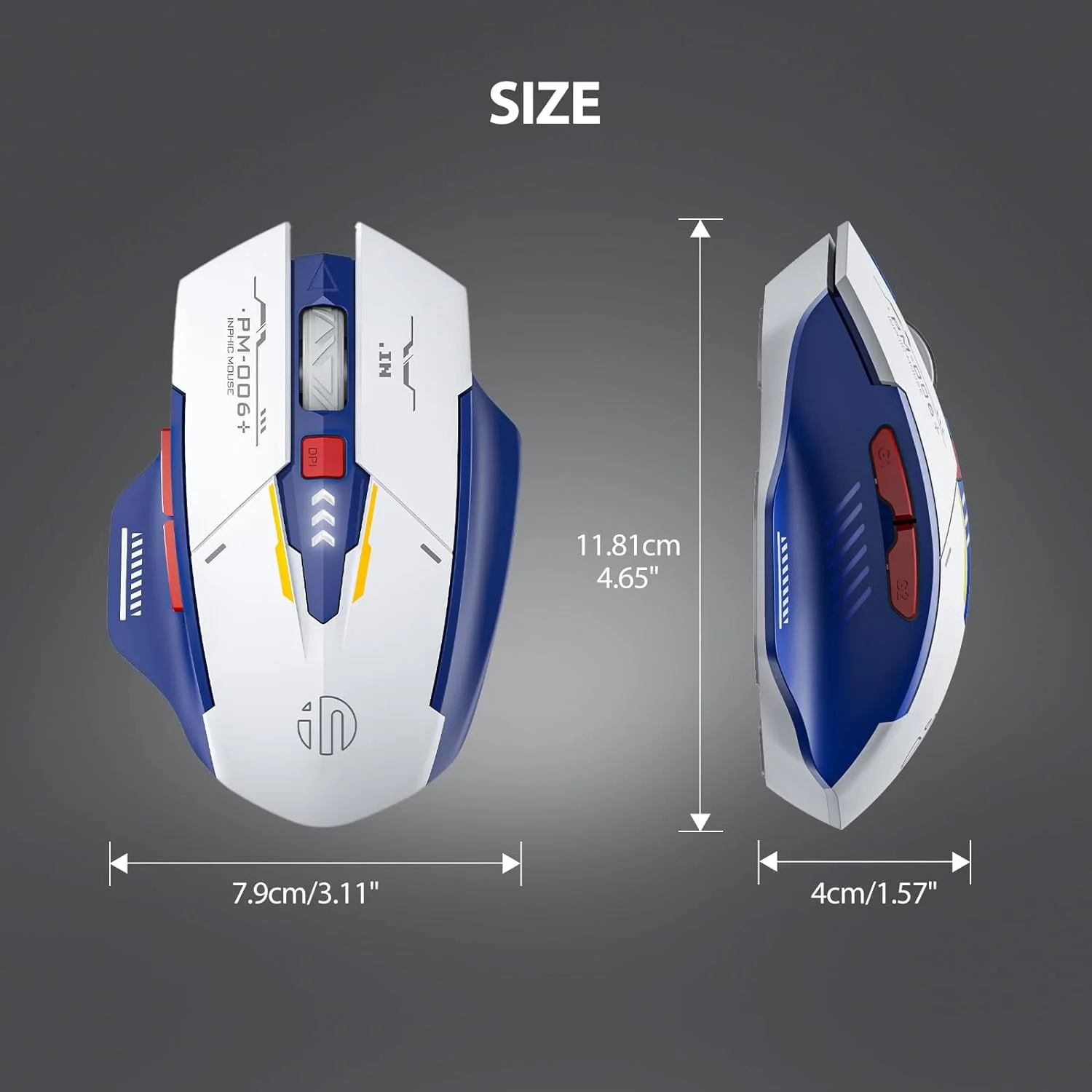 【Trending Now】 Inphic F9 Mecha Edition Wireless Mouse Silent Rechargeable Mouse Type-C LED Mouse For Computer Laptop Gaming.