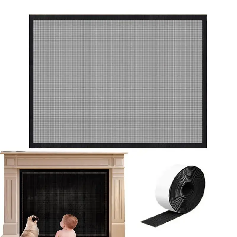 

Safety Fireplace Cover Safety Screen Fireplace Doors Cover PVC Mesh Fabric Fireplace Protection Supplies For Brick Marble And