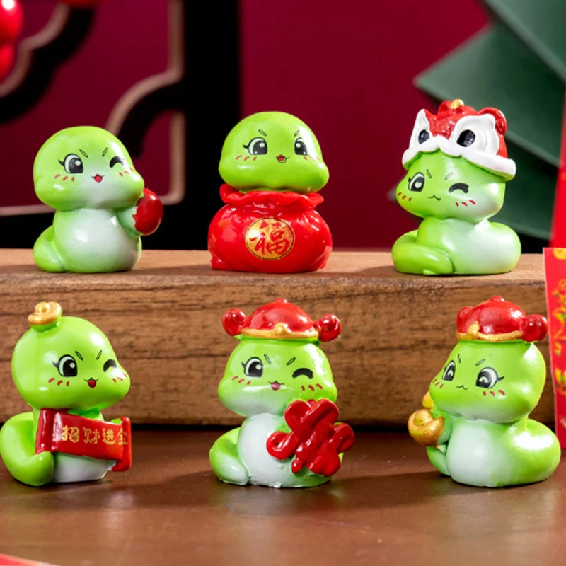Year Of The Snake Ornament Lucky Snake Figurine Micro Landscape Home Desktop Decoration Car Interior Accessories miniature figurines simulation snake figurine