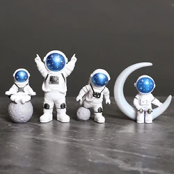 Astronaut Figurine Set - Educational Space - Themed Desktop Decor (Blue)