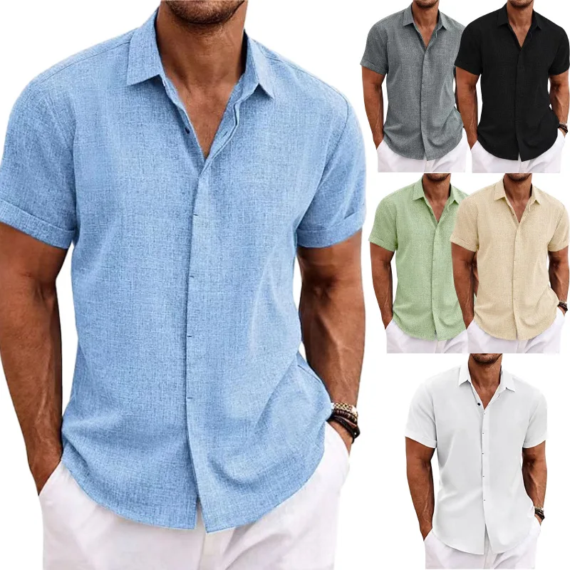 2023Bestselling Men's Beach Shirt Retro Linen Shirt Men's Luxury Top ...