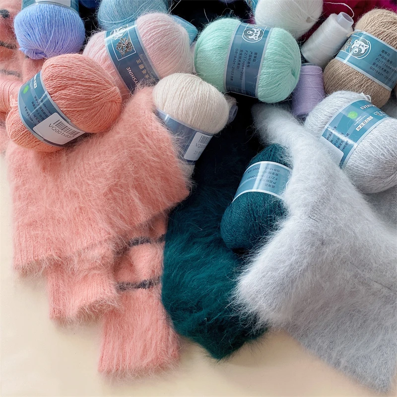 5 Pcs Cashmere Mink Fur Yarn for Hand Knitting  Long Plush Wool Crochet Knitting Yarn for Fall Winter Luxury Needlework Diy Knit 3