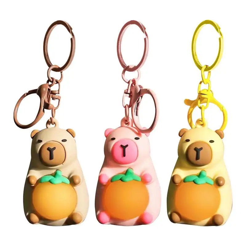 Cute Capybara Keychain With Lighted Creative Luminous Capibara Anime Lighting Keyring Mini Doll Capybara Keyring accessories