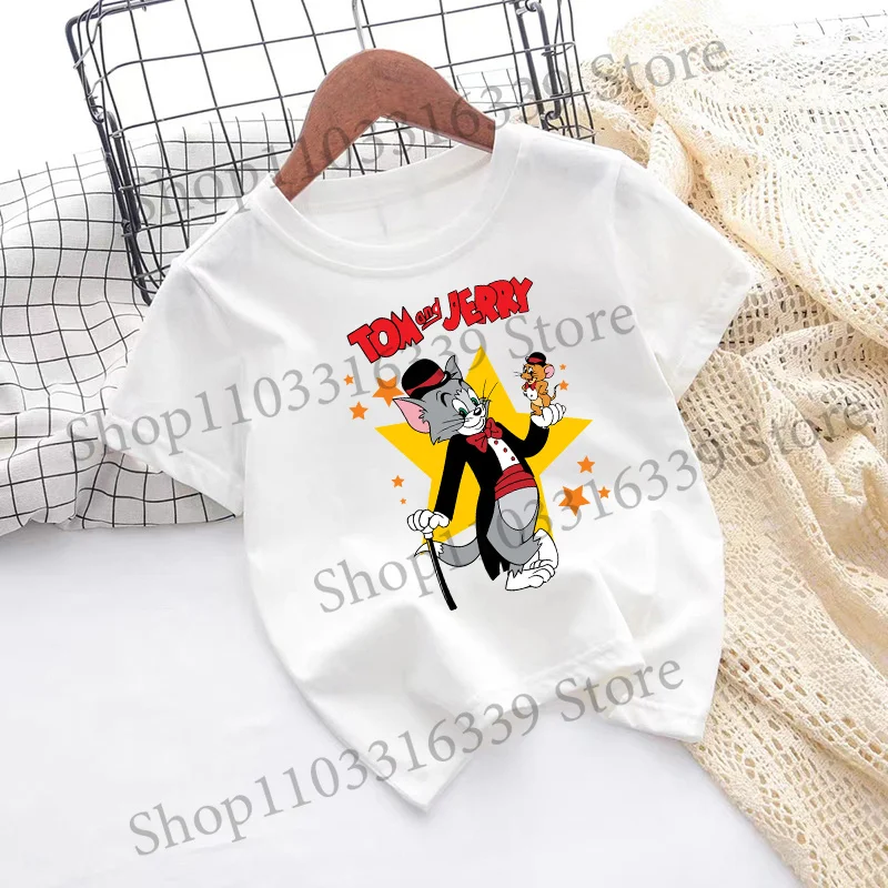 Children's Tom and Jerry Short Sleeve Casual Summer T-Shirt - Fashionable Birthday Gift