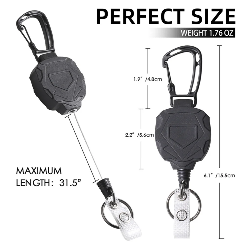 Retractable badge reel 1pcs retractable keychain heavy duty carabiner id badge reel hiking anti-theft