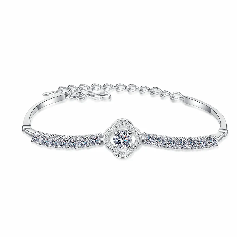 

AZ989-S Lefei Fashion Trend Luxury Classic White Moissanite Design Clover Bracelet For Charm Women 925 Silver Party Jewelry Gift