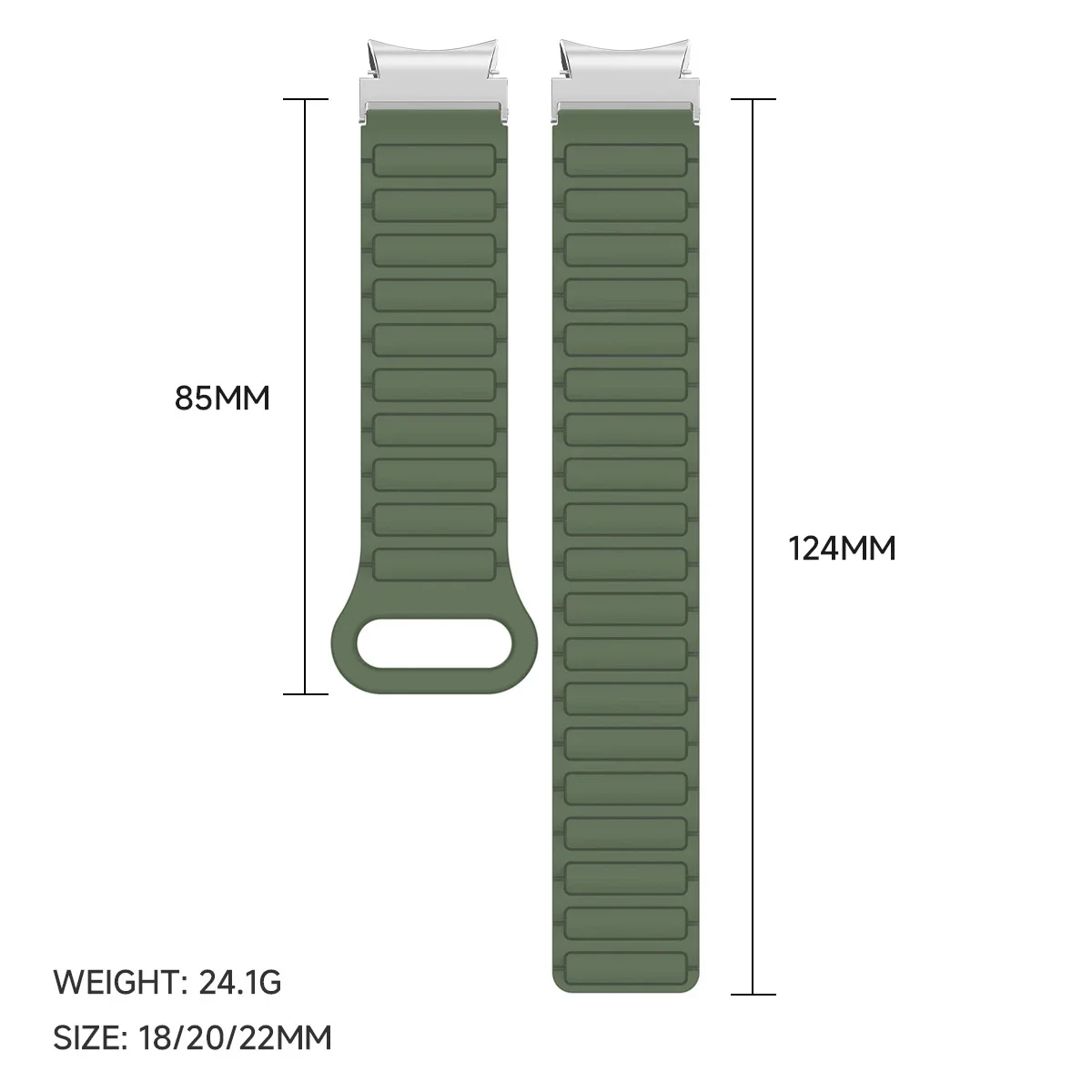 Magnetic Loop Silicone Watch Band - Universal 20mm Strap