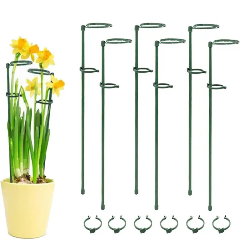 Plant Support Stake Amaryllis Stakes Adjustable Single Stem Plant Support Stakes with Plant Clips Flowers Cage Support Sticks