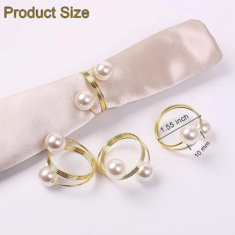 

24PCS Christmas Pearl Napkin Rings Napkin Holder Easter Serviette Ring Buckle Family Gathering Dinner Table Decor Wedding Decor