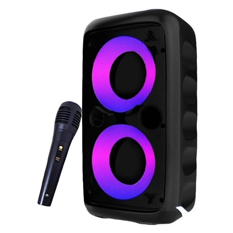 Portable Wireless Karaoke Bluetooth Speaker Subwoofer With Microphone FM Radio LED Lamp TWS Sound Box Music Machine_voghion.com