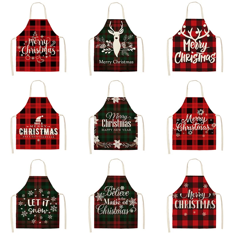 Linen Merry Christmas Apron Christmas Decorations For Home Kitchen Accessories Natal Navidad 2023 New Year Christmas Gifts