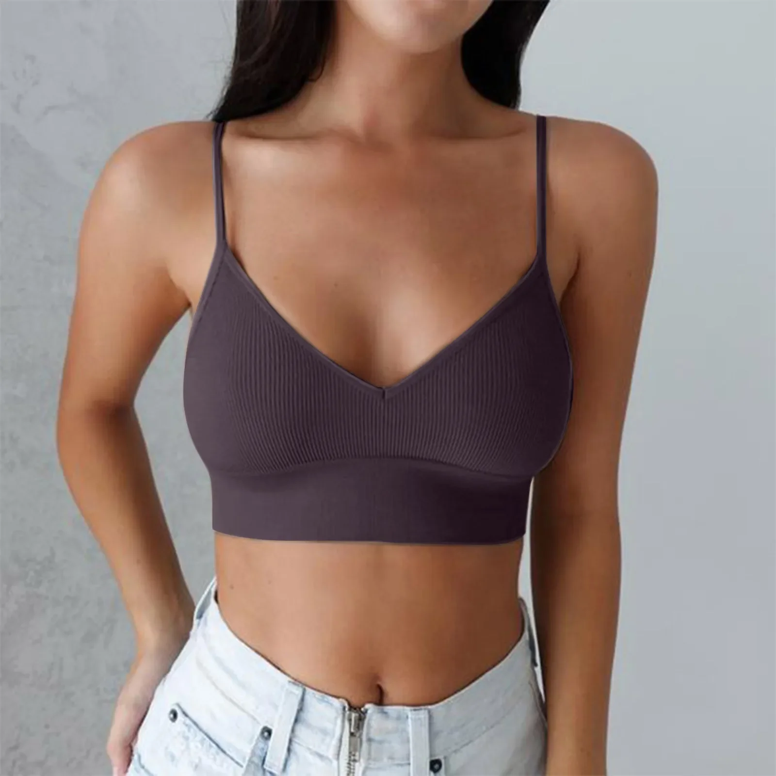 Active Tops for Women Women Padded Bralettes Sports Bras For Pack V Neck Bando Bra For Women Girls Top Cotton Women Tops Pack 4