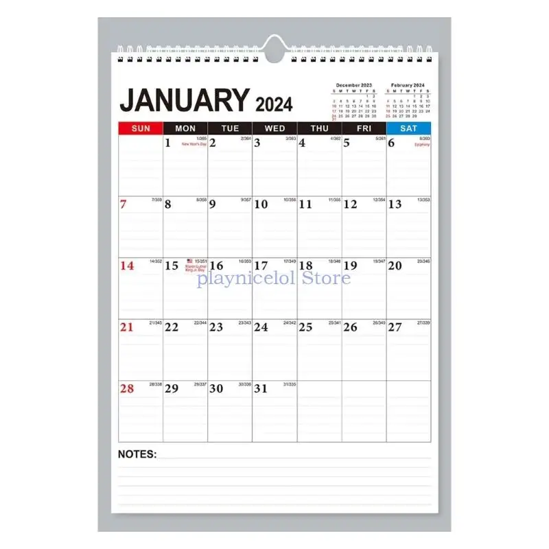 Wall Calendar Durable 2023 2024 Monthly Hanging Calendar for Office and Home Use Durable and Practical Planners E8BA