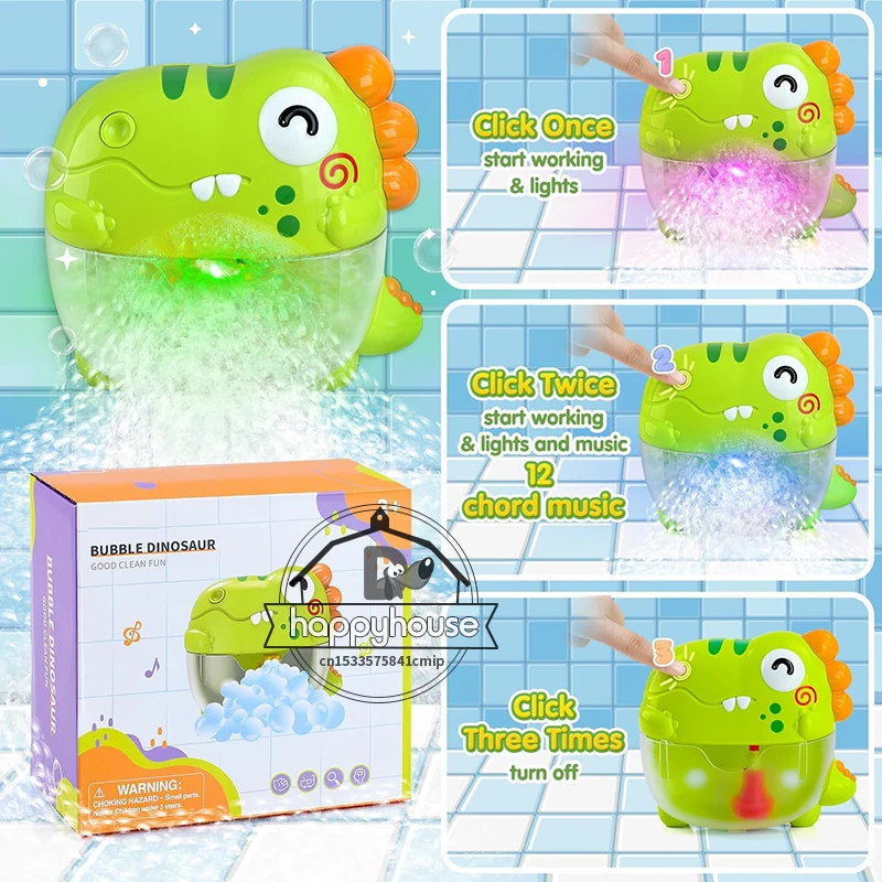 Baby Bath Toys Bubble Machine Dinosaur Crabs Music Kids Bath Toy Bathtub Automatic Bubble Maker Baby Bathroom Toy for Children 4