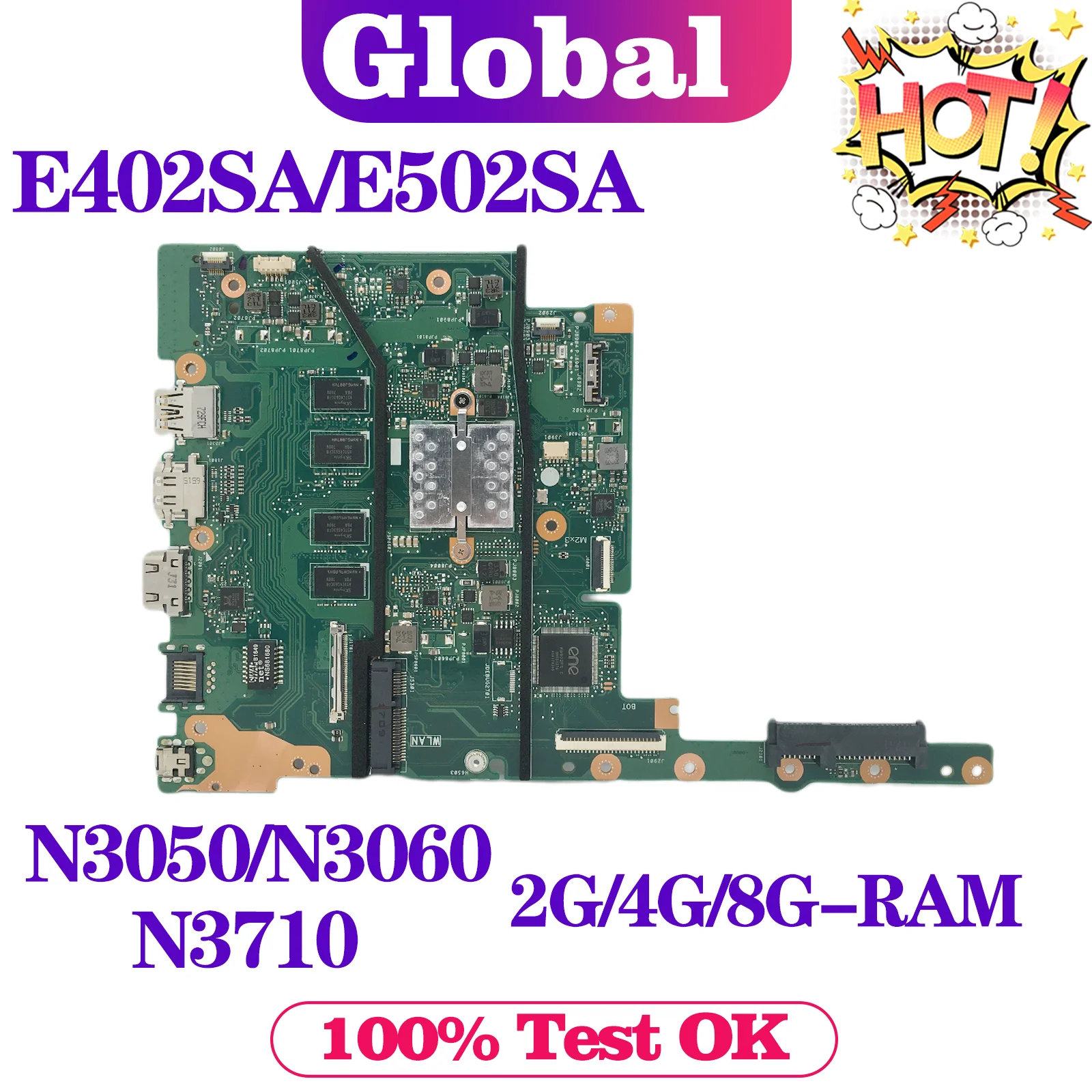 Notebook Mainboard For ASUS E402SA E402S E502SA E502S X502SA F502SA L502SA L402SA Laptop Motherboard N3050/N3060 N3710 2G/4G/8G