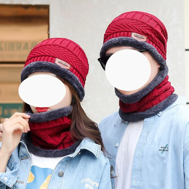 Knitted Hat Knitted Cap Knitted Beanie Cotton Hat Winter Hat Men Women Winter Knitted Woolen Hat Pile Thickened Warmth Cold Cycling Cotton Hat