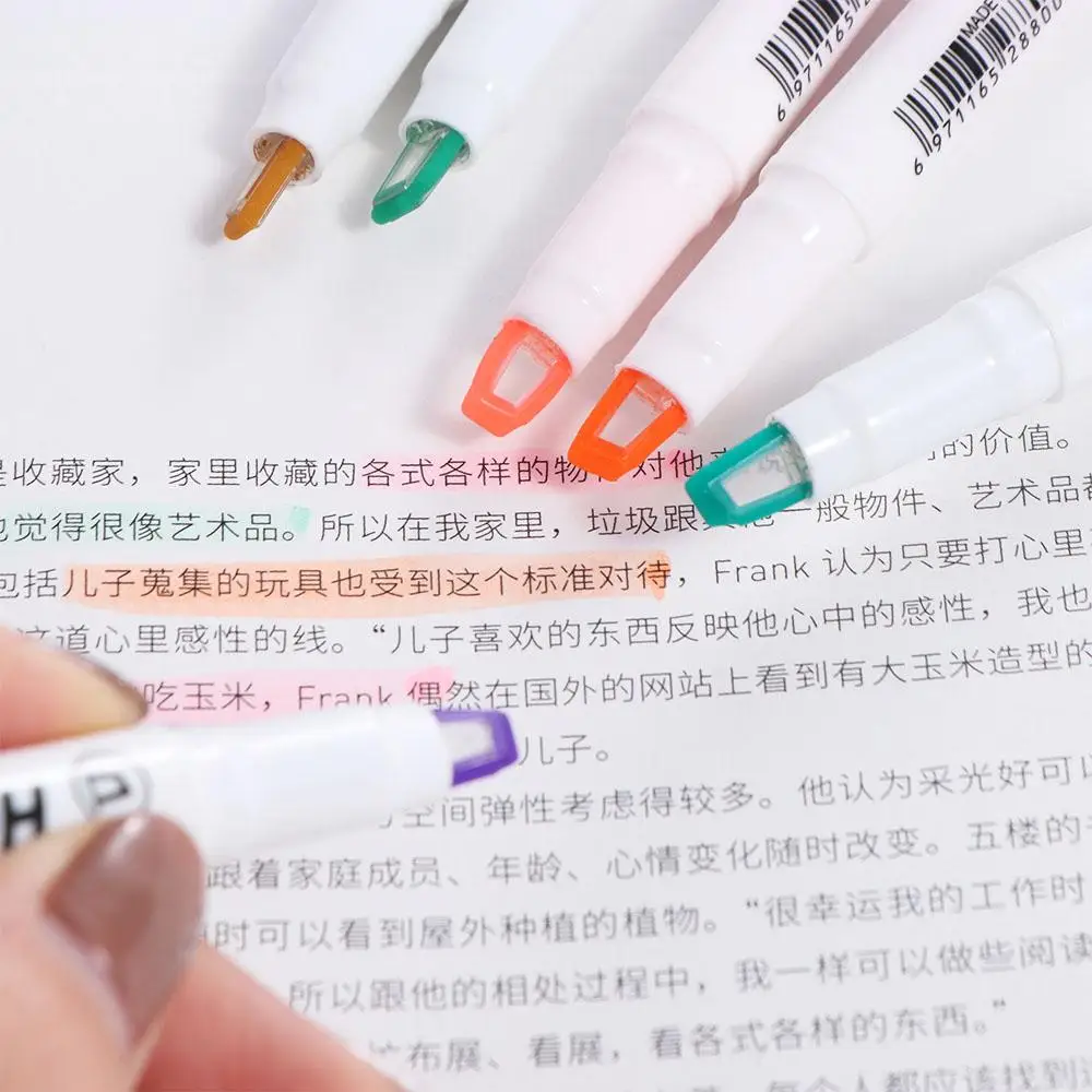 이중 끝단 하이라이터 펜, 더블 팁 플라스틱 하이라이터 문구 세트, 사랑스러운 다색 하이라이터, 공부 마커