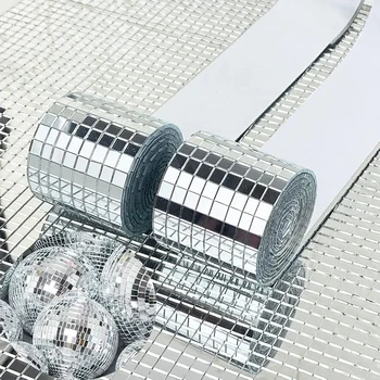 4x100 cm créatif bricolage verre miroir autocollants mosaïque verre auto-adhésif miroir stickers muraux 3D fond mur miroir décoration 1