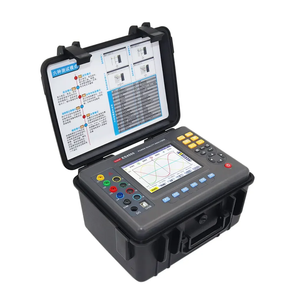 

Upgraded Version ES4000 Simultaneously measure 4 channels voltage current Three-phase Power Quality Analyzer For Grid system