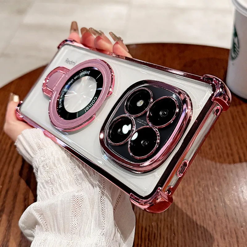 Magnetic Holder Airbag Transparent Shockproof Cover with Camera Protection