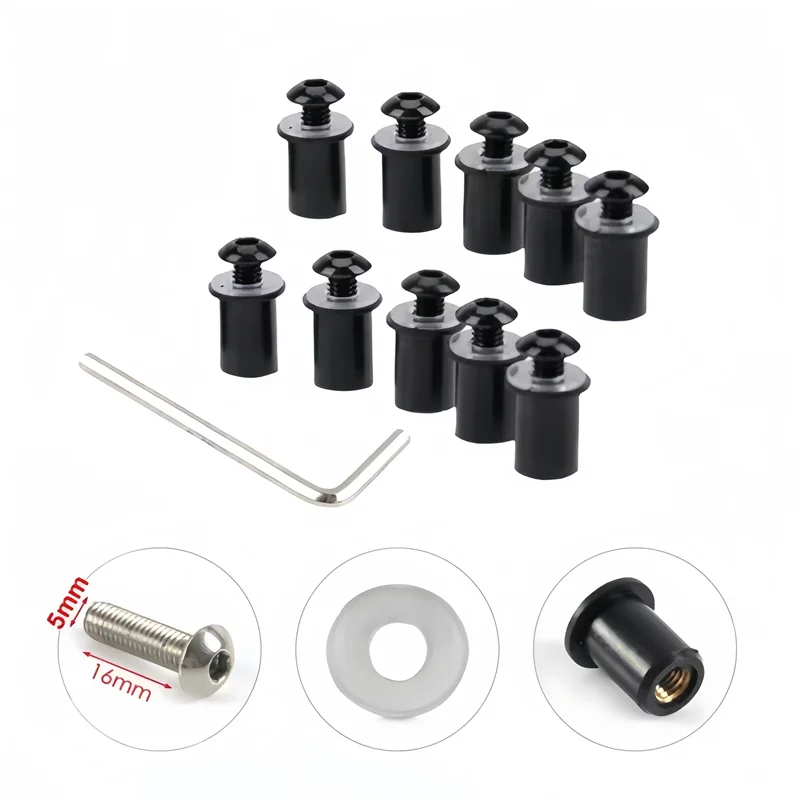 Windscreen Windshield Bolt Screw Kit 10PCS 5mm for Honda CBR 125R 250R 300R 500R 600 900 954 1000 RR CBR650R CBR954RR CBR600 F4i