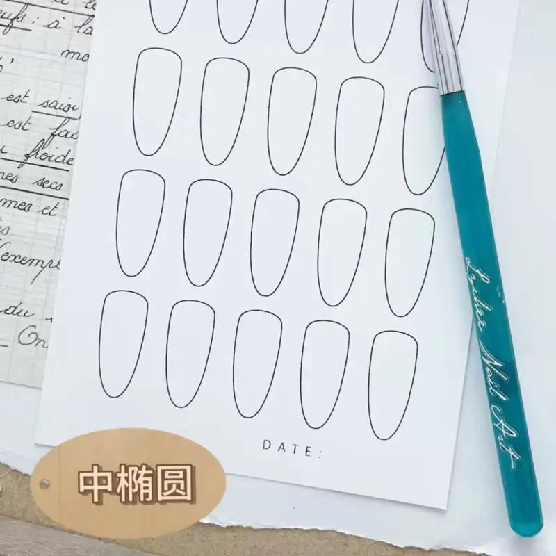 6 ピース/パック 6 種類のネイルカードタイプ水彩ネイルアート練習用紙