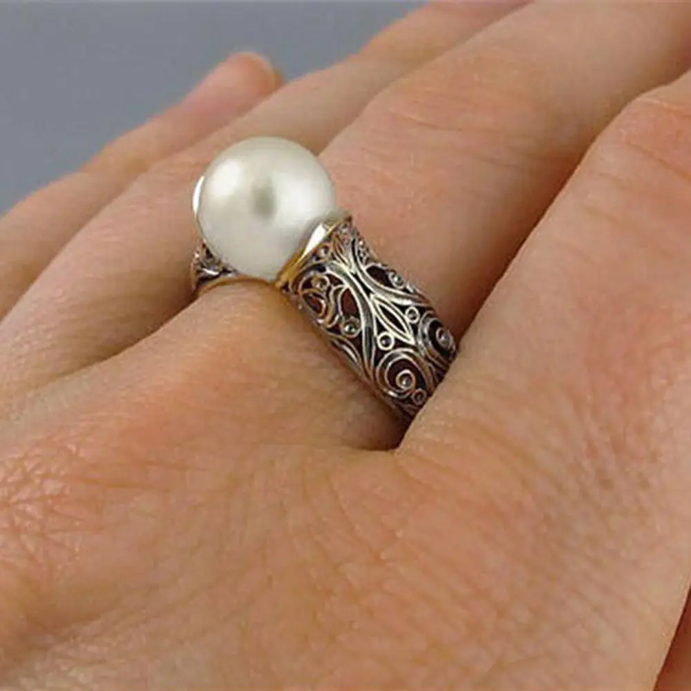 Fashion Simple Inlaid Imitation Pearl Rings Men and Women Gold Plated Vintage Silver Color Jewelry Holiday Gift Goth Accessories finger rings fashion rings fashion ring pearl finger ring