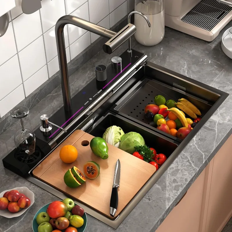 Smart Kitchen Sink 304 Stainless Steel Honeycomb Single Bowl Kitchen Sinks (29.5 x 18.1 inch) 2