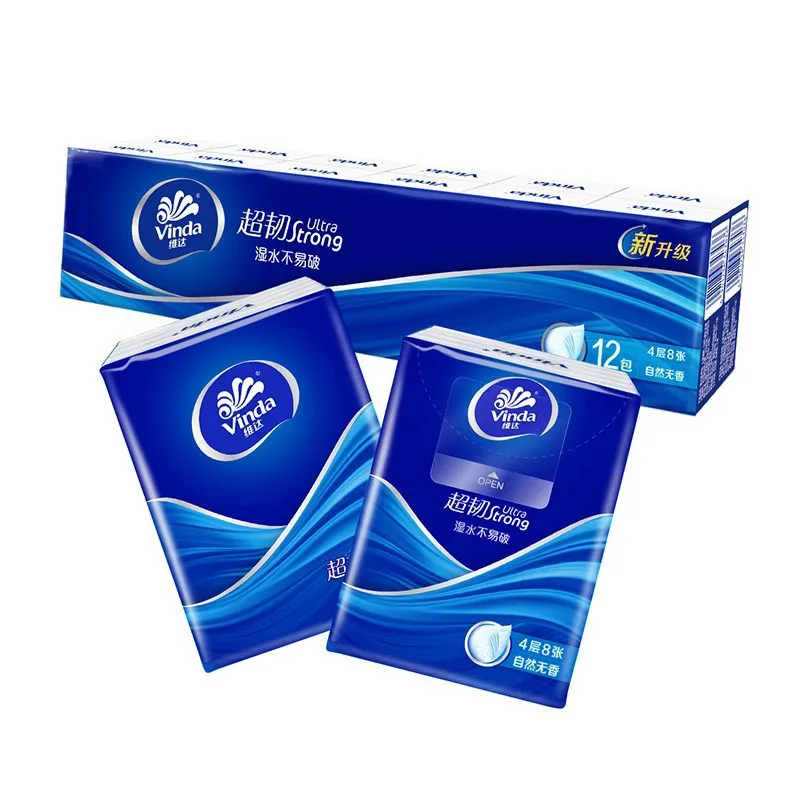 Vida Handkerchief Set 12/24 Piece Four Layer Thickened Small Bag Portable Toilet Paper Wettable Napkin Gift