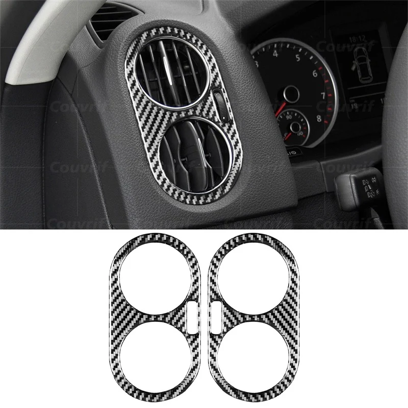 

Чехол из углеродного волокна для автомобиля, декоративные наклейки с регулировкой вентиляции для кондиционера, наклейка для VW Tiguan Mk1 2009-2017, аксессуары